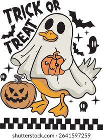 Halloween Goose Trick or Treat Spooky Goose T shirt Design