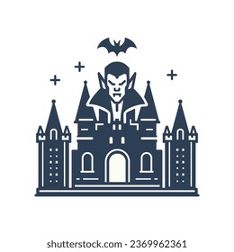 Halloween Gothic Spooky Castle Pictogram. Vampire Dracula Castle Icon. Isolated vector illustration