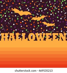 Halloween gradient background with bats and randomly geometric forms
