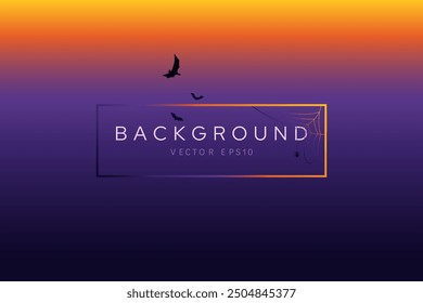 Halloween gradient background night  or early morning color style with bats and spider web decoration, vector design