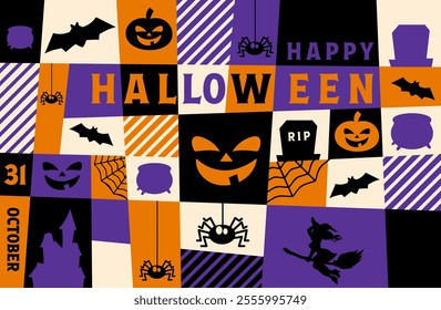 halloween graphic pattern with icons