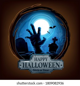 halloween graphic zombie hand in circle