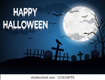 Halloween, with a grave background,vector illustration

