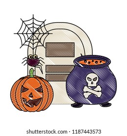 halloween grave cauldron pumpkin spider web