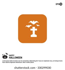 Halloween Grave Cross icon. Halloween Flat Color Icon.  simple minimal, flat, solid, mono, monochrome, plain, contemporary style. Vector illustration web internet design elements