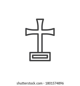 Halloween grave cross line icon. linear style sign for mobile concept and web design. Tombstone, gravestone outline vector icon. Symbol, logo illustration. Vector graphics