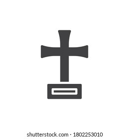 Halloween grave cross vector icon. filled flat sign for mobile concept and web design. Tombstone, gravestone glyph icon. Symbol, logo illustration. Vector graphics
