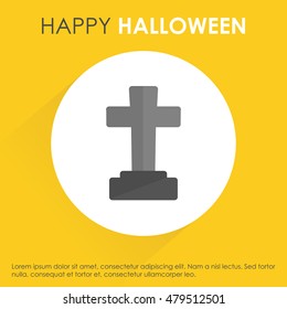 halloween grave cross. Yellow shadow Icon background