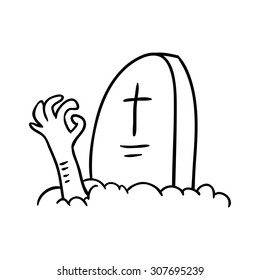 halloween grave doodle , vector illustration on a white background