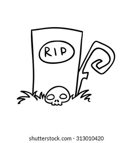 halloween grave doodle , vector illustration on a white background
