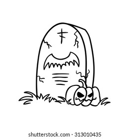halloween grave doodle , vector illustration on a white background
