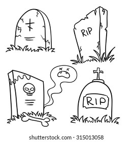 halloween grave doodle , vector illustration on a white background