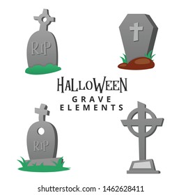 Halloween Grave Elements Editable for flyer or invitation card. Cute Illustration. Vector EPS 10.