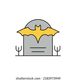 Halloween grave evil bat icon