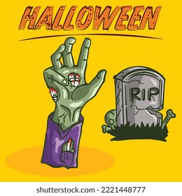Halloween grave hand vector illustration hand drawn doodle. Easy to edit and can be used in projects.