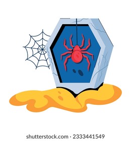 Halloween grave icon in flat style 