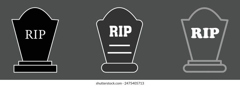 Halloween grave icon. Gravestone vector illustration. Rip tombstone flat icon.  Tombstone Gravestone death rest in peace flat funeral symbol. Vector illustration. Eps file 47.