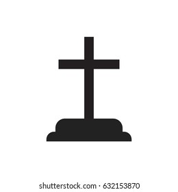 Halloween grave icon. Gravestone vector illustration. Rip tombstone flat icon.