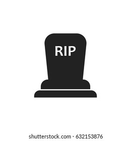 Halloween grave icon. Gravestone vector illustration. Rip tombstone flat icon.