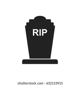 Halloween grave icon. Gravestone vector illustration. Rip tombstone flat icon.