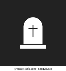 Halloween grave icon. Gravestone vector illustration. Rip tombstone flat icon.