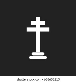 Halloween grave icon. Gravestone vector illustration. Rip tombstone flat icon.