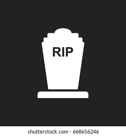 Halloween grave icon. Gravestone vector illustration. Rip tombstone flat icon.