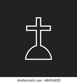 Halloween grave icon. Gravestone vector illustration. Rip tombstone flat icon.