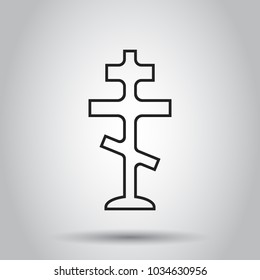 Halloween grave icon in line style. Vector illustration on isolated background. Business concept gravestone rip tombstone pictogram.