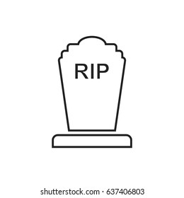 Halloween grave icon in line style. Gravestone vector illustration. Rip tombstone flat icon.