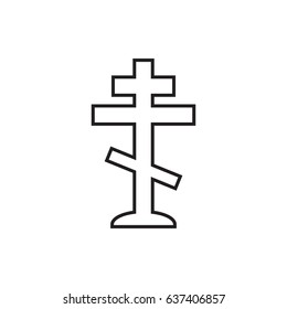 Halloween grave icon in line style. Gravestone vector illustration. Rip tombstone flat icon.