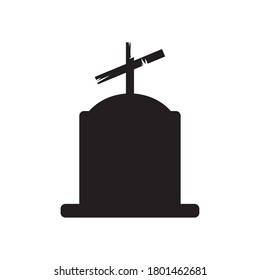 halloween grave icon over white background, silhouette style, vector illustration