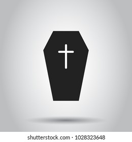 Halloween grave icon. Vector illustration on isolated background. Business concept gravestone rip tombstone pictogram.