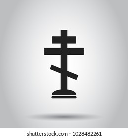 Halloween grave icon. Vector illustration on isolated background. Business concept gravestone rip tombstone pictogram.