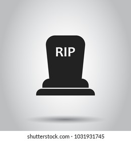 Halloween grave icon. Vector illustration on isolated background. Business concept gravestone rip tombstone pictogram.