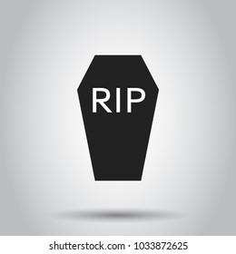 Halloween grave icon. Vector illustration on isolated background. Business concept gravestone rip tombstone pictogram.