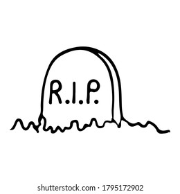 Halloween grave. Isolated vector drawing on a white background. Doodle