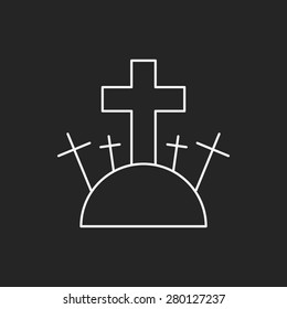 halloween grave line icon
