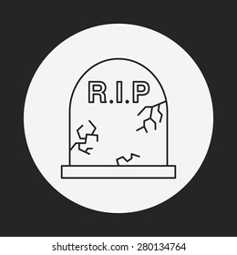 halloween grave line icon