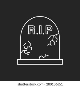 halloween grave line icon