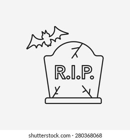 halloween grave line icon