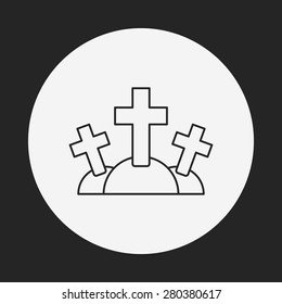 halloween grave line icon