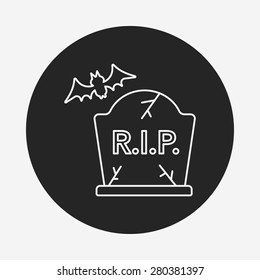 halloween grave line icon