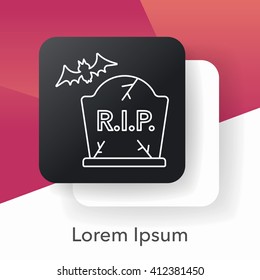 halloween grave line icon