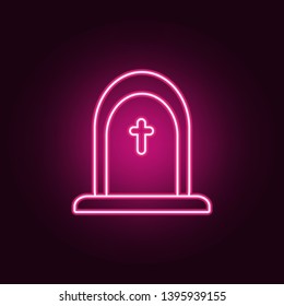 Halloween grave neon icon. Elements of Halloween set. Simple icon for websites, web design, mobile app, info graphics