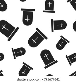 Halloween grave seamless pattern background. Business flat vector illustration. Rip tombstone gravestone sign symbol pattern.