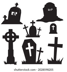 halloween grave silhouette collection vector svg