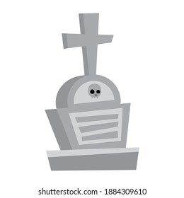 halloween grave with skull and cross design, happy holiday and scary theme Vector illustration