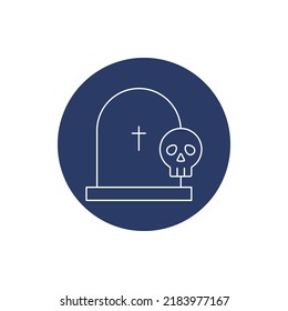 Halloween grave and skull icon