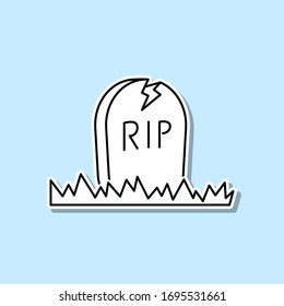 Halloween grave sticker icon. Simple thin line, outline vector of halloween icons for ui and ux, website or mobile application